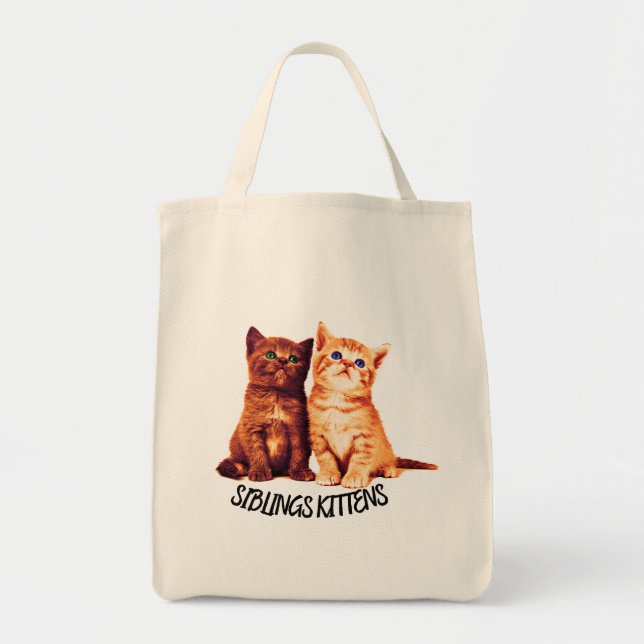 Bolso De Tela Gatitos hermanos, dos gatos lindos (Frente)