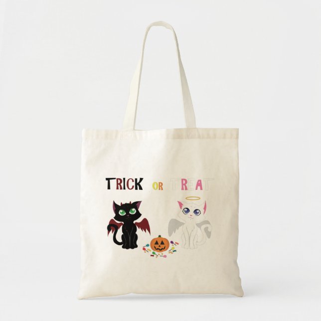 Bolso De Tela Gatitos trucos o trucos (Frente)