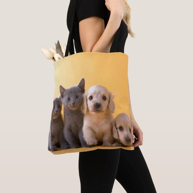 Bolso De Tela Gatitos y perritos azules rusos del Dachshund (Detalle)