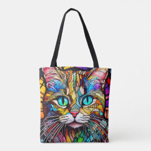 Bolso De Tela Gato 710 de vidrio manchado multicolor