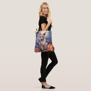 Bolso De Tela Gato abisano de Halloween con calabazas aterradora