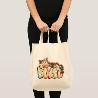 Bolso De Tela Gato Aburrido Humor Divertido Pereza