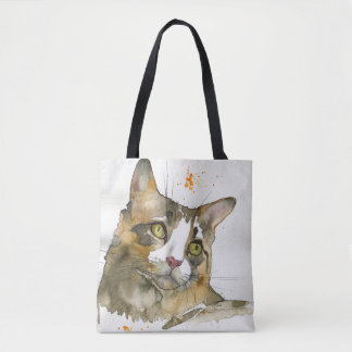 Bolso De Tela Gato acuarela