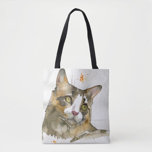 Bolso De Tela Gato acuarela (Anverso)
