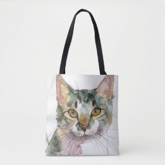 Bolso De Tela Gato acuarela