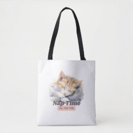 Bolso De Tela Gato Adorable "Nap Time All Time"