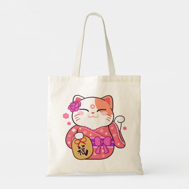 Bolso De Tela Gato afortunado (Reverso)