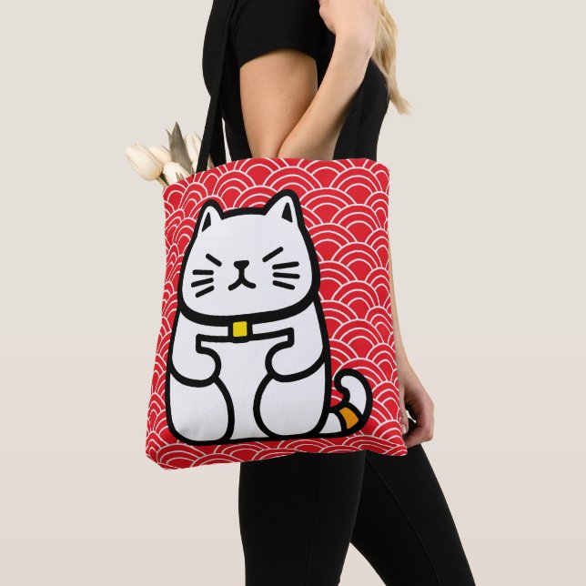 Bolso De Tela Gato afortunado japonés o Maneki-Neko (Detalle)