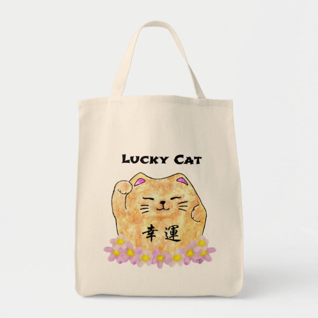 Bolso De Tela Gato afortunado (Maneki Neko) - "Gato afortunado" (Frente)