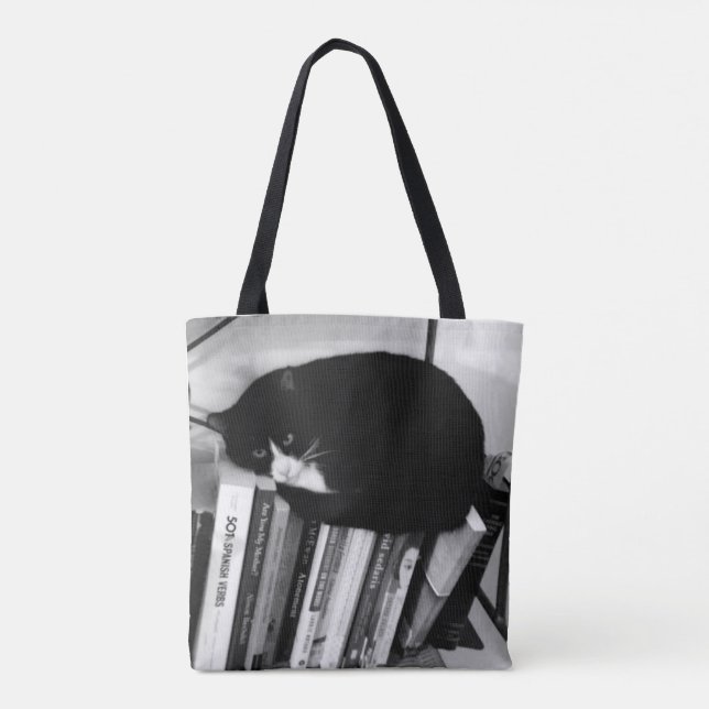 Bolso De Tela Gato amante del libro (Reverso)