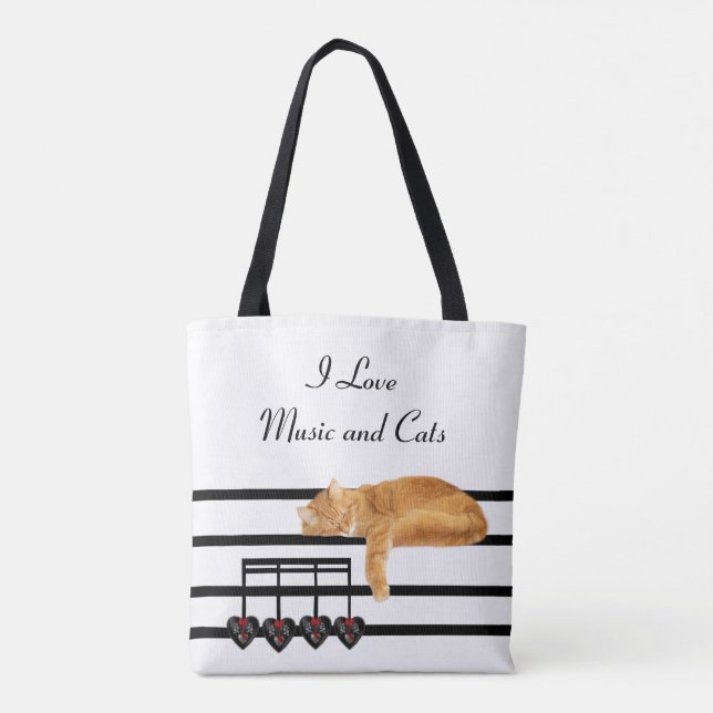 Bolso De Tela Gato anaranjado musical del gatito del tabby (Reverso)