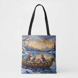 Bolso De Tela Gato Angora Turco Navidad Barco Fiesta