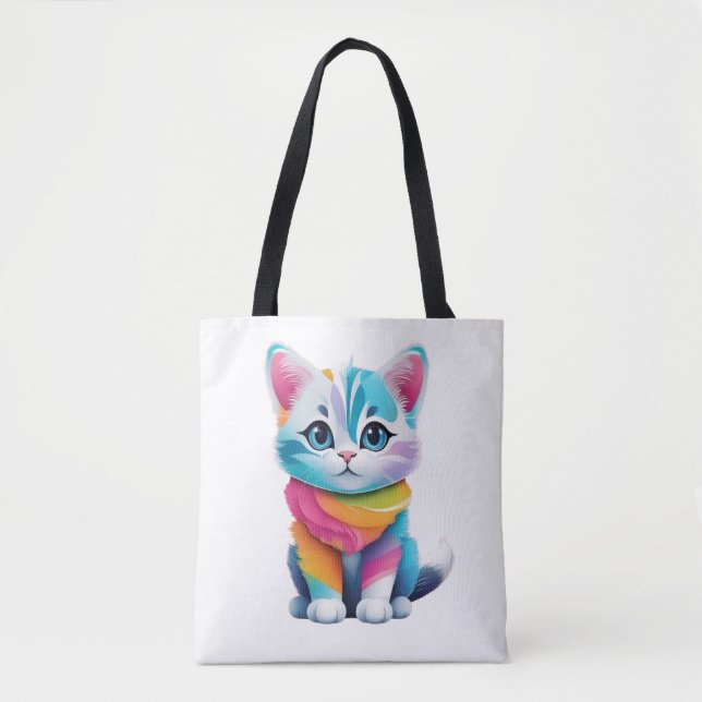 Bolso De Tela gato arco iris (Anverso)