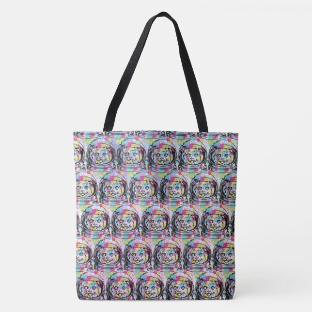 Bolso De Tela Gato Astronauta (Anverso)