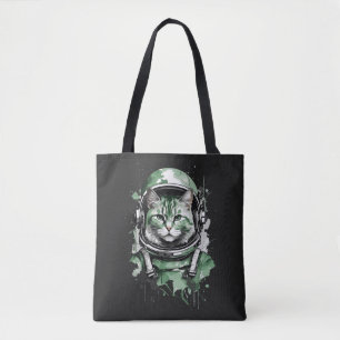 Bolso De Tela Gato Astronauta Verde Splash