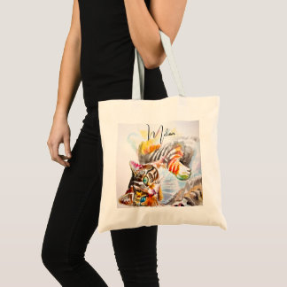 Bolso De Tela Gato atigrado acuarela gatos atigrados lindos