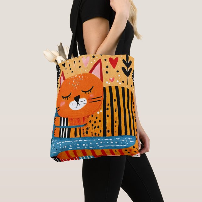 Bolso De Tela Gato atigrado naranja (Detalle)