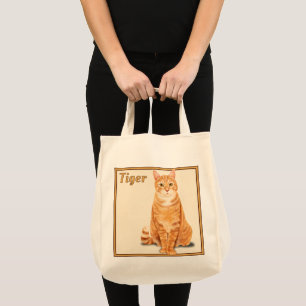 Bolso De Tela Gato Atigrado Naranja Jengibre Personalizado Comes