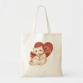 Bolso De Tela Gato Atigrado Todo Mi Amor