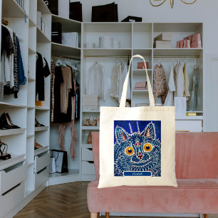 Bolso De Tela Gato azul nombre artístico caleidoscopio lindo