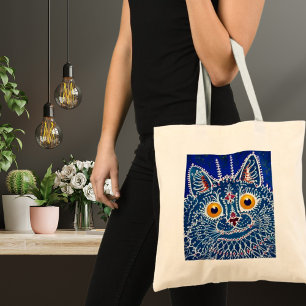 Bolso De Tela Gato azul real único artístico caleidoscopio lindo