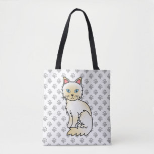 Bolso De Tela Gato Birman / Ragdoll de punto crema & patas linda