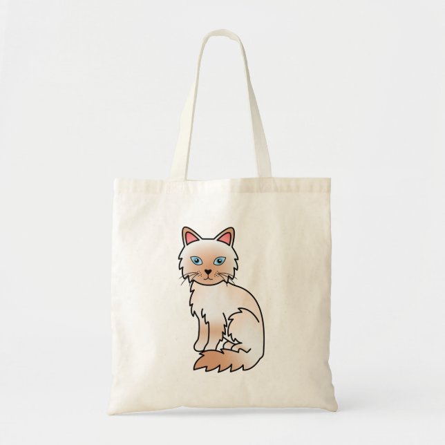 Bolso De Tela Gato Birman / Ragdoll de punto rojo (Frente)