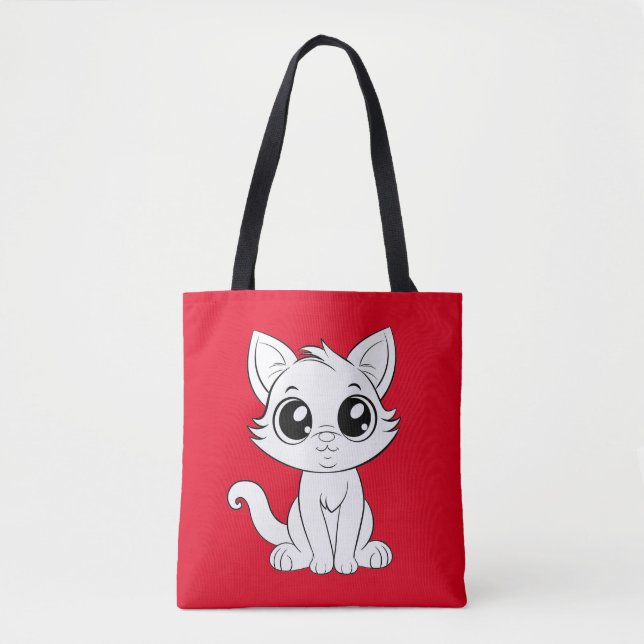 Bolso De Tela Gato blanco adorable (Anverso)