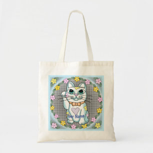 Bolso De Tela Gato Blanco Afortunado