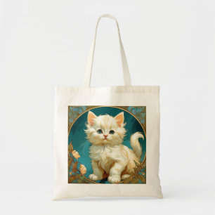 Bolso De Tela Gato blanco Alphonse Mucha Art Nouveau