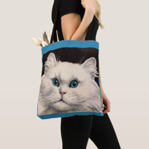 Bolso De Tela gato blanco con ojos azules