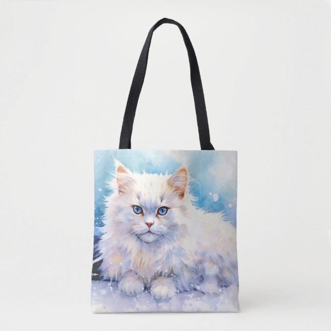 Bolso De Tela Gato blanco de nieve (Anverso)