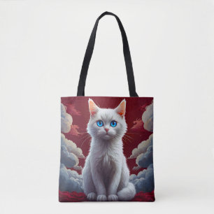 Bolso De Tela Gato Blanco Lindo
