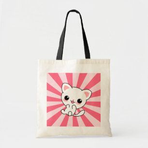 Bolso De Tela Gato blanco lindo kawaii rosa