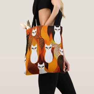 Bolso De Tela Gato blanco naranja Halloween 