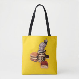 Bolso De Tela Gato británico sobre una pila de libros
