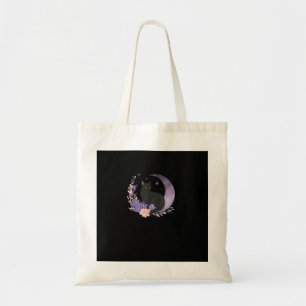 Bolso De Tela Gato Bruja Flores Luna Goth Pastel Goblincore