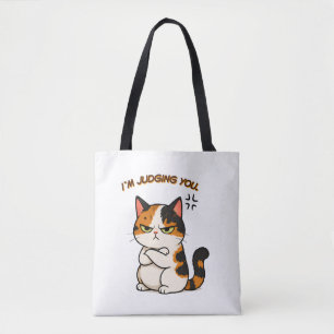Bolso De Tela Gato Calico Gruñón - Te estoy juzgando