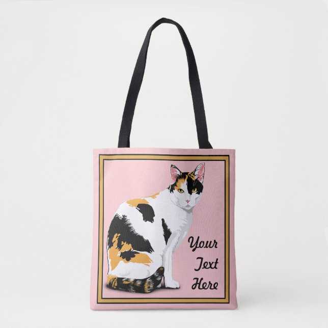 Bolso De Tela Gato Calico Personalizado (Anverso)