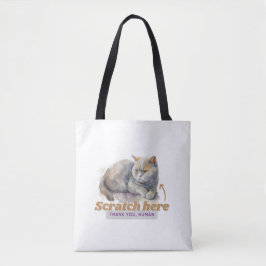 Bolso De Tela Gato Cheeky "Scratch Here, Gracias Human"