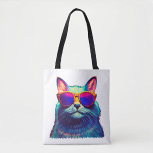 Bolso De Tela Gato colorido con gafas de sol