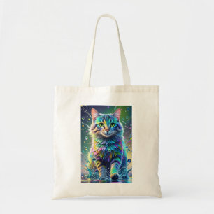 Bolso De Tela Gato colorido, salpicaduras, pintura, clasificació