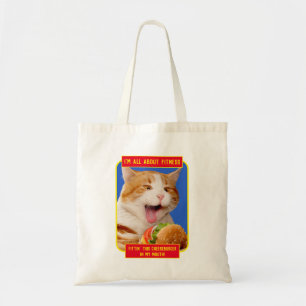Bolso De Tela Gato comiendo hamburguesa