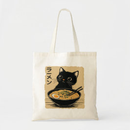 Bolso De Tela Gato comiendo ramen