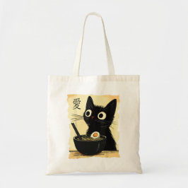 Bolso De Tela Gato comiendo ramen