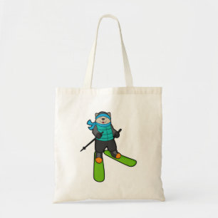 Bolso De Tela Gato como esquiador con esquí