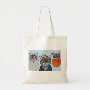 Bolso De Tela Gato con ángel y diablo