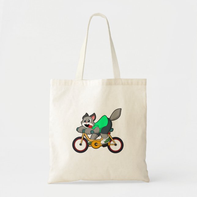 Bolso De Tela Gato con bicicleta (Frente)