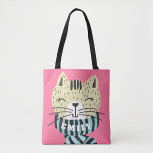 Bolso De Tela gato con bufanda de invierno