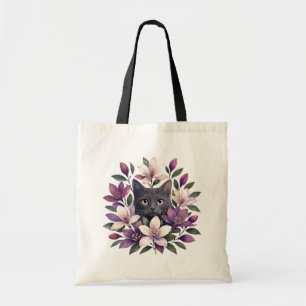 Bolso De Tela Gato con Flores